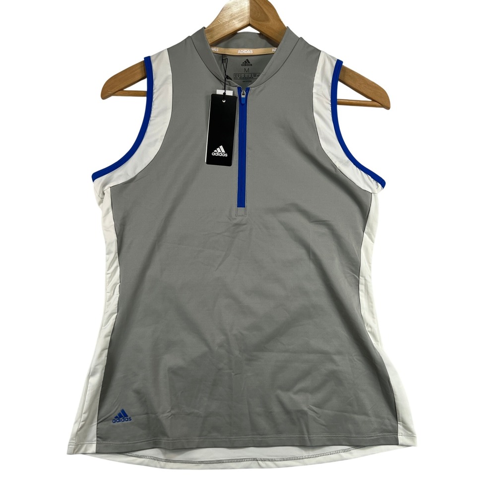 Adidas Golf Polo Shirt Sleeveless UPF 50+ Gray Blade Athletic Tank Womens Medium